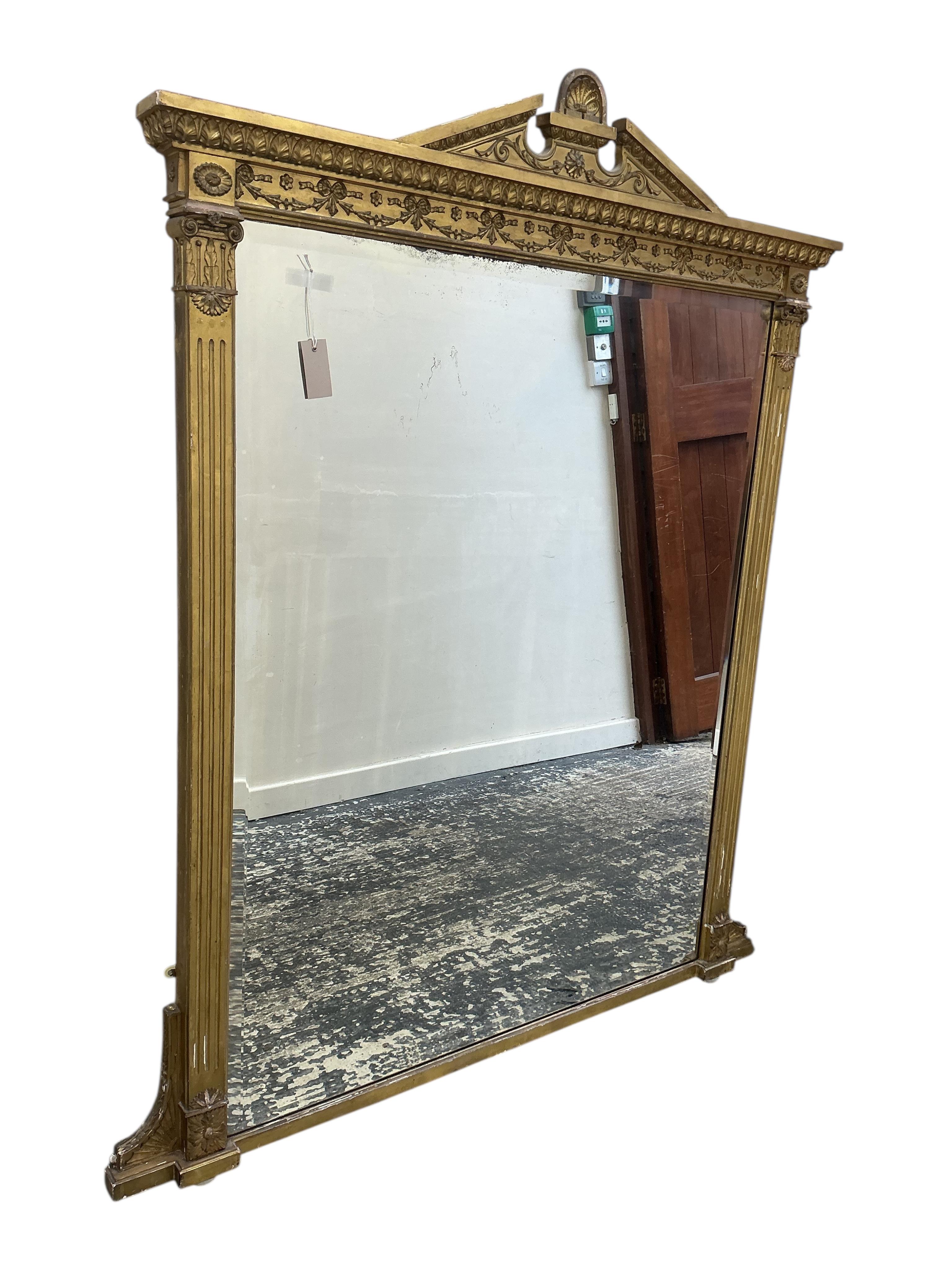 A Victorian giltwood and composition overmantel mirror, width 132cm, height 155cm
